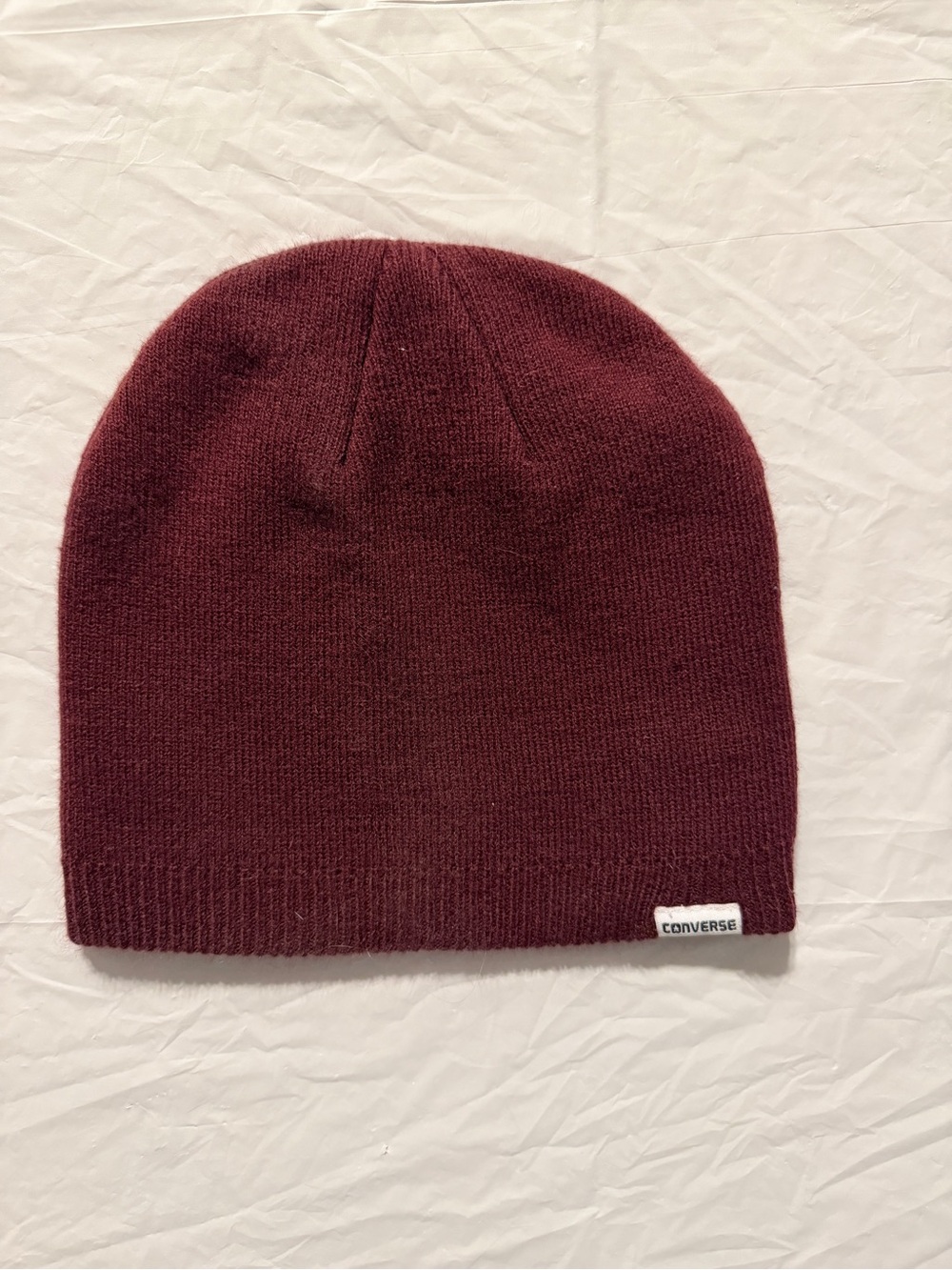 Converse Burgundy Knit Beanie Hat One Size Maroon Winter Skull Cap Unisex